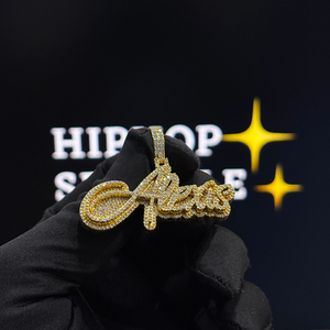 Pendentif personnalisé fait main avec pierres Moissanite serties, bijou streetwear hip-hop personnalisé, collier, breloque, cadeau - Product Image 3