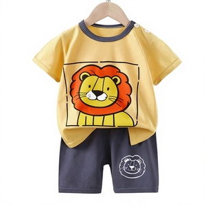 Conjuntos de Ropa Casual de Verano para Bebés y Niños Pequeños, Tejidos en Spandex/Poliéster, con Estampado de Letras, Camisetas de Manga Corta y Pantalones Cortos - Product Image 3