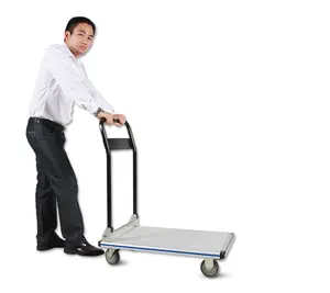 Durable Aluminum Warehouse Shopping Rolling Flat Folding Platform Hand Cart