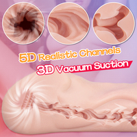 Bestseller Realistische Taschenvagina Männlicher Masturbator mit Doppelkanal Lebensechter Silikon Anal- und Vaginalmasturbator für Männer