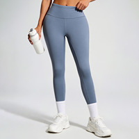 Ju Yi Tang Long Legging de sport pour femme, sans coutures, taille haute, effet galbant, super élastique, en polyester et élasthanne, pour le yoga, la course et le fitness