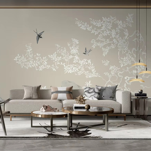 Panneau mural brodé oiseaux et fleurs, en soie faite à la main, art traditionnel chinois, décoration murale moderne pour la maison - Product Image 1