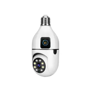 Lâmpada interna 4MP Wi-Fi E27 para câmera 360 de segurança, lâmpada de vigilância sem fio, câmera Cctv de visão noturna, lente dupla, lâmpada IP