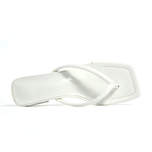 Sandales mules à bout ouvert pour femmes, blanches, à talon bas, style minimaliste, chaussures d'été tendance - Product Image 2