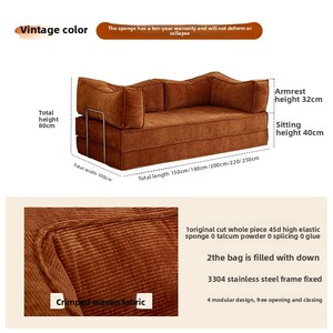 Bọc <span class=keywords><strong>Sofa</strong></span> Giường Giữa Thế Kỷ Phong Cách Có Thể Gập Lại Dual-Mục Đích <span class=keywords><strong>Sofa</strong></span> Giường Cho Phòng Khách Nén Loại Cho Nhà Sử Dụng Không Gian Nhỏ - Product Image 2