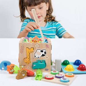 Jeu de pêche Montessori, jeu de martelage, jouet éducatif pour le développement du QI, cube d'activités en bois pour bébé - Product Image 4