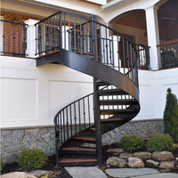 Escalier en colimaçon moderne pour intérieur, villas, hôtels, appartements, installation facile, acier galvanisé, garde-corps en verre courbé, montant ouvert