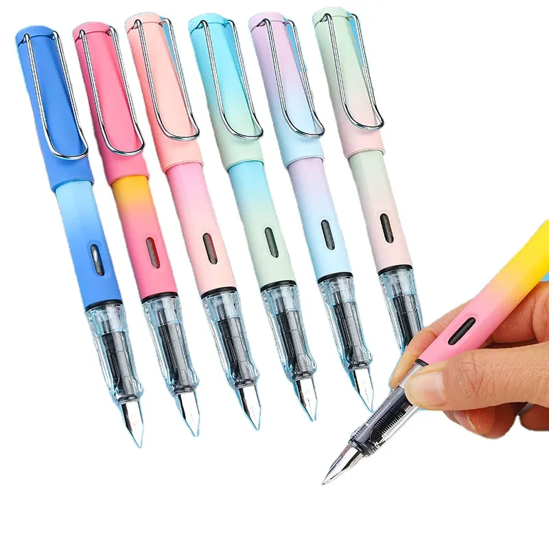 Gradient Plastic Customized Logo Printing Fountain Pen for Men and Women Office Supplies