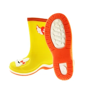 Bottes de pluie pour enfants, chaussures de pluie imperméables, en caoutchouc jaune, Design PVC, personnalisé, prix d'usine, cm