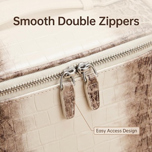 Elegant Crocodile Texture PU Cosmetic Bag Hard <b>Case</b> Women Beauty Storage <b>Vanity</b> <b>Case</b> Portable Travel Cosmetic Bag - Product Image 2