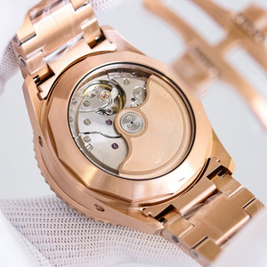Reloj de pulsera de lujo para hombre, edición limitada, automático, mecánico, caja de oro rosa, fase lunar, calendario completo, esfera azul esqueletizada, Elite - Product Image 4