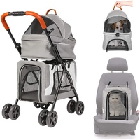 Poussette pour animaux de compagnie Surepawzy à double couche détachable à 4 roues, multifonctionnelle, légère, pliable, portable, chariot à main pour chiens et chats