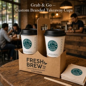 Kingze Custom Logo Printed Recyclable Eco Friendly Disposable Double Wall Paper Coffee Cup with Lids - Product Image 4