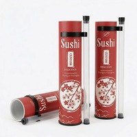 Boîte à sushi cylindrique rouge écologique en gros, emballage personnalisé en tube de carton rond de qualité alimentaire