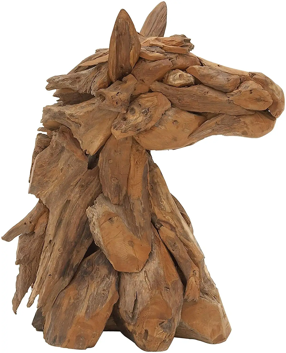 Estatua de resina para decoración del hogar, escultura decorativa de animales hecha a mano con patrón de madera de caballo blanco