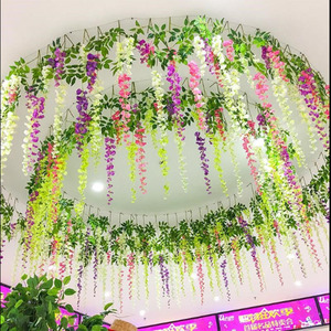 Fleurs artificielles de glycine Zhang Jia 100cm 200cm, bouquet de fleurs de savon, plantes suspendues décoratives pour mariage, extérieur et maison - Product Image 1
