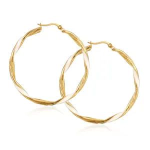18K Gold PVD Plated No Fade Tarnish Free Waterproof Hypoallergenic Cartilage Women Fashion Jewelry Large Hoop Earring