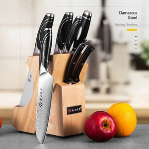 Juego de 7 cuchillos de cocina de acero de Damasco VG 10 para cocina con bloque de madera, Mango integrado envuelto en ABS - Product Image 4