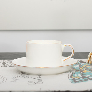 2025 Wholesale Bone China Coffee <b>Cup</b> <b>Saucer</b> Set European Style with Black Line Design Phnom Penh <b>Tea</b> <b>Cup</b> for Back to School - Product Image 4