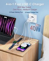HYTO Chargeur USB C Rapide 40W 4 ports Adaptateur Secteur USB C PD 20W QC3.0 Prise USB Avec 1m Câble Chargeur USB Type Rapide