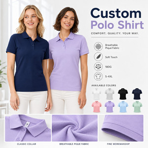 Polo en piqué 180G pour femme avec logo personnalisé, respirant, doux, coupe ajustée, uniforme de golf en gros, tailles S-4XL, bleu nuit lavande - Product Image 1