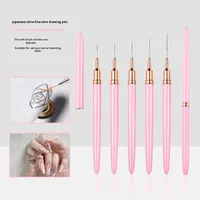 Vente en gros d'outils de stylo d'art d'ongle professionnel ensemble d'outils de manucure de sculpture de fil Ultra-fin tige en métal rose pour la peinture d'art d'ongle