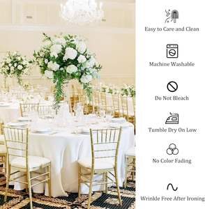 Hot Selling 120 Inch 132 Inch Table ClothJacquard Polyester Round White Tableclothfor Wedding Party Banquet Event Restaurant - Product Image 4