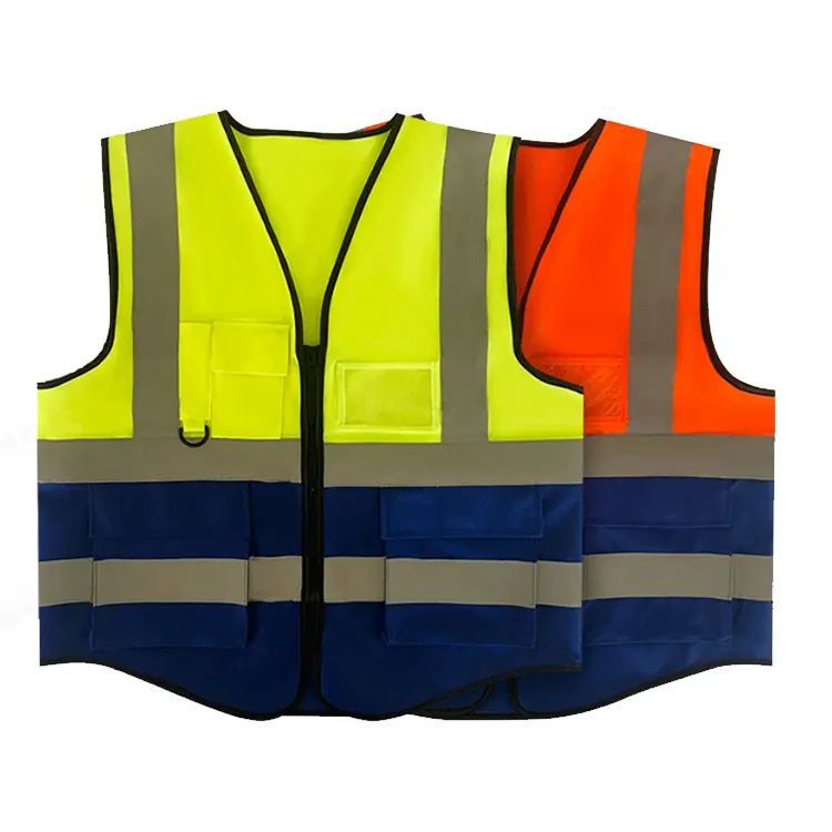 Chaqueta DE SEGURIDAD Construcción Alta visibilidad Múltiples bolsillos Chaleco de trabajo de seguridad reflectante colorido