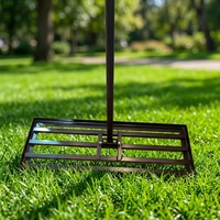 Râteau à gazon à roulettes en acier renforcé avec 0 dents, outil de nivellement pour jardinage DIY, support OEM