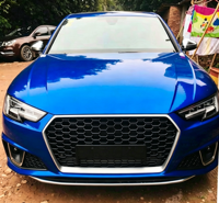 Calandre avant de remplacement style RS4 avec cadre argenté et maille noire pour Audi A4 B9 2017 2018 2019, pièce auto de rechange pour mise à niveau