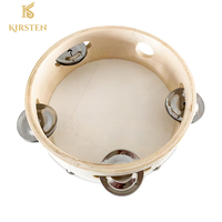 Wholesale Price KIRSTEN CT-4 Musical Teaching Tools Durable Sheepskin Drumhead Single Row Wooden Hand Held Tambourines 6-10 Inch