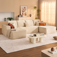 Canapé trois places Cloud Compression 134,6 pouces en forme de U, fauteuil double inclinable moderne en coton tissé avec mousse à mémoire de forme, module sans genouillère