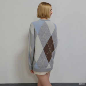 Argyle Jacquard Wool Cardigans With Buttons Women'<strong>s</strong> <strong>Sweater</strong> Autumn Winter Hot-sale Wool <strong>Sweater</strong> - Product Image 4