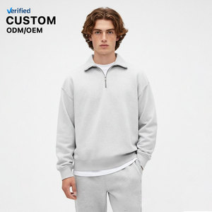<span class=keywords><strong>Sweat</strong></span>-shirt surdimensionné pour <span class=keywords><strong>homme</strong></span> en coton français épais de haute qualité, avec <span class=keywords><strong>col</strong></span> <span class=keywords><strong>zippé</strong></span>, broderie 3D et épaules tombantes - Product Image 1
