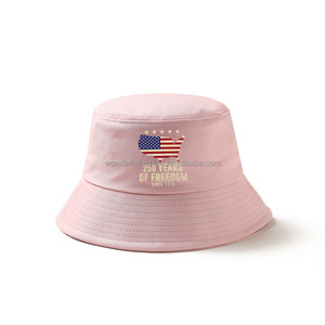 قبعة صياد مطبوعة بالجملة للحماية من الشمس في الهواء الطلق، قبعة دلو قطنية نقية قابلة للطي وذات تهوية، قبعة علم للذكرى السنوية 250 للولايات المتحدة الأمريكية - Product Image 5