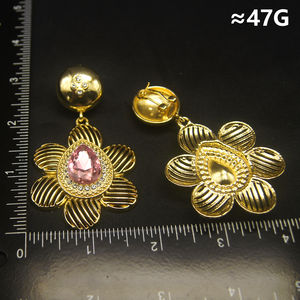 Yulaili femmes fleur forme mode boucles d'oreilles rose pavé pierre à la mode goutte percé boucles d'oreilles pour tous les jours fête porter des cadeaux - Product Image 3
