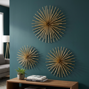 Nuevo diseño clásico personalizado de arte de pared con varilla de metal y espejo redondo para sala de estar y dormitorio, accesorios decorativos para el hogar. - Product Image 4