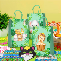 Bracelets à claquer, pailles, bandeaux gonflables, masques, sacs cadeaux, autocollants, accessoires et décorations de fête sur le thème des animaux de la jungle et de safari
