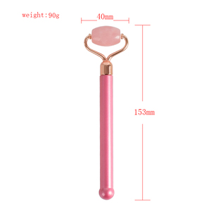2019 amazon top seller <span class=keywords><strong>Cristal</strong></span> mélangé et quartz rose ensemble de rouleau, rouleau de jade pour visage avec chocolat poignée - Product Image 6