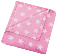 Plaid en flanelle polaire tricoté à motifs étoiles rose – Doux, moelleux, confortable, en microfibre écologique pour canapé, lit, chaise, toutes saisons