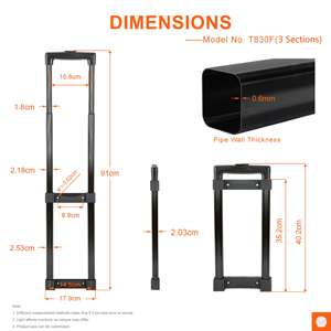 Asa de Carro Telescópica de Metal, Impermeable, Ajustable y Duradera con Gran Capacidad de Carga para Accesorios de Equipaje - Product Image 4