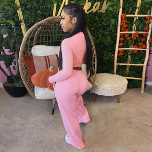 Completo <span class=keywords><strong>Donna</strong></span> Due Pezzi con T-shirt a Collo Tondo e <span class=keywords><strong>Pantaloni</strong></span>, <span class=keywords><strong>Tuta</strong></span> Casual con <span class=keywords><strong>Pantaloni</strong></span> a Gamba Larga, Top Corto a Maniche Lunghe, Completo Autunnale - Product Image 3