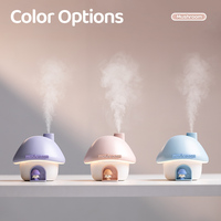 Diffuseur d'huiles essentielles portable Mushroom House avec projecteur lumineux 300ml, mignon et fonctionnant sur piles