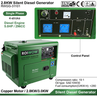 Générateur diesel portable silencieux de 2,8 kW, 4 temps, faible bruit, insonorisé, pour la maison et le camping en extérieur