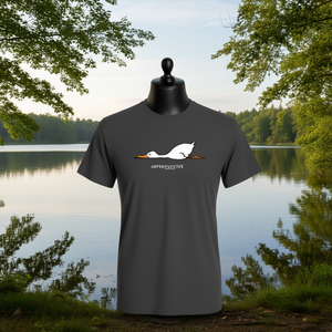 T-shirt Unproducktive con grafica anatra grigio scuro, design non produttivo, abbigliamento promozionale - Product Image 3