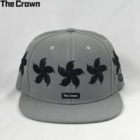 Casquette à visière plate à 6 panneaux avec logo personnalisé, broderie plate, vente en gros, fabricant de chapeaux avec patch floral tissé