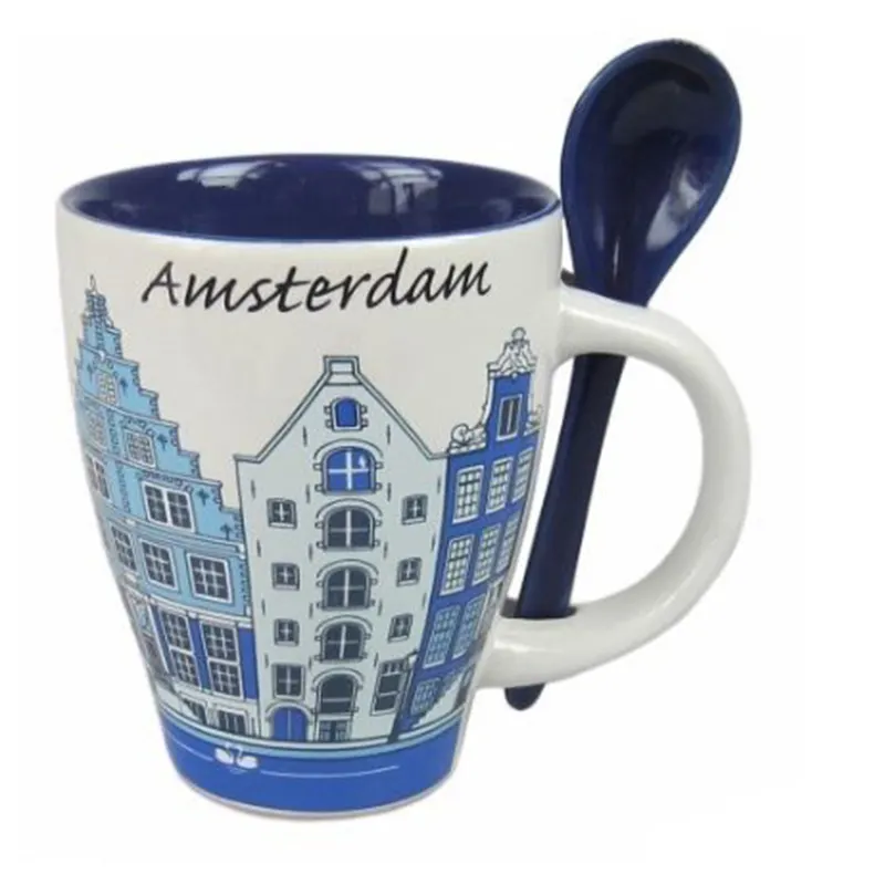 Custom Europa Amsterdam Promotie Bulk Keramische Mok Custom Koffie Mok Ronde Kantoor Gift Keramische Cup