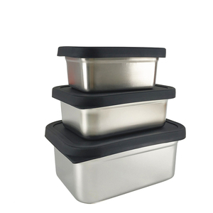 Newly Colored Square/Rectangle Snack Food Container bamboo airtight Lunch Box Set Kids Food Storage Container Stainless Steel