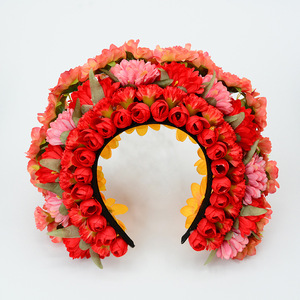 Serre-tête floral Dongchen Crafts, 30 cm de large, fleurs en soie, accessoire de photographie de mariage, style chinois traditionnel - Product Image 1