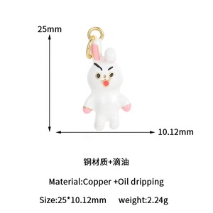 2025 dibujos animados Rosa dinosaurio coño colgante rojo circón fresa colgante avión conejito muñeco de nieve colgante para mujer joyería regalo - Product Image 2